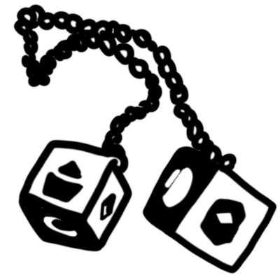a black and white illustration of han solo's lucky dice.